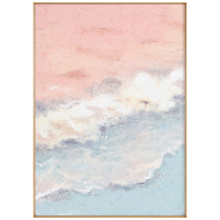 海阔天空奶油风客厅沙发墙装饰画肌理感海滩风景挂画卧室床头柜画