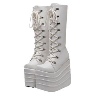 系带超高跟17厘米男女同款大头朋克走秀cosplay厚底JK制服搭配鞋