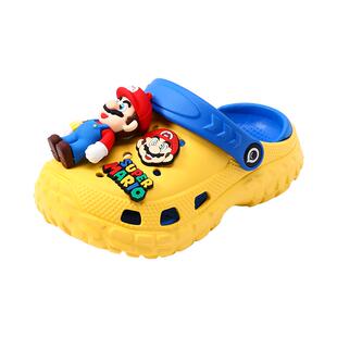 儿童洞洞鞋男童拖鞋夏季新款防滑凉拖大童凉鞋室内男孩沙滩鞋卡通