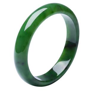 印象眸和田玉碧玉手镯菠菜绿平安玉镯子宽条礼物送妈妈【优选级】