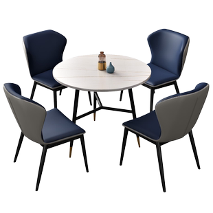 岩板售楼处洽谈圆桌椅4s店铺轻奢谈判接待会客大理石一桌四椅组合