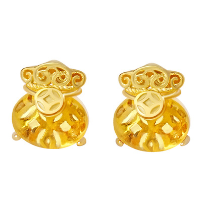 宫里上新玄学旺财黄水晶耳钉