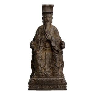 越南沉香木雕紫薇天帝玉皇大帝实木神像摆件家居佛堂供奉工艺饰品