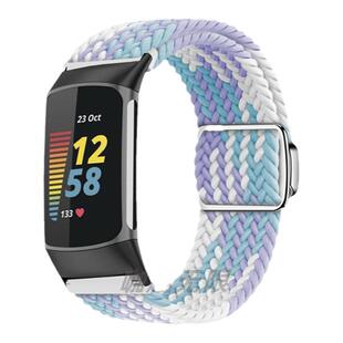 适用Fitbit charge6智能手环charge5弹力尼龙编织磁吸表带 charge3/4代运动透气手环替换腕带金属个性手表链