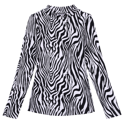 半高领长袖修身内搭斑马纹打底衫