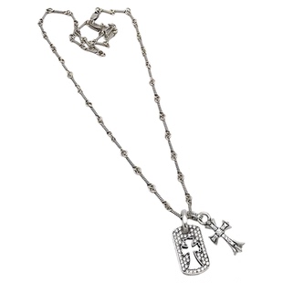 s925纯银项链女时尚个性复古镶石十字架项坠女士锁骨链欧美潮饰品