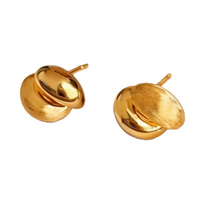 小金豆耳钉拉丝耳环女气质高级感