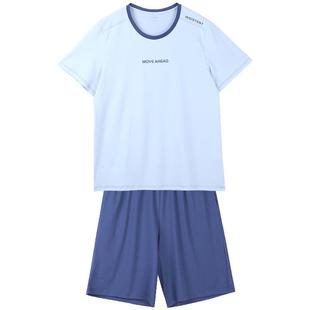 仕乐情侣纯棉短袖短裤睡衣男士家居服套装女款夏薄大码父亲节爸爸