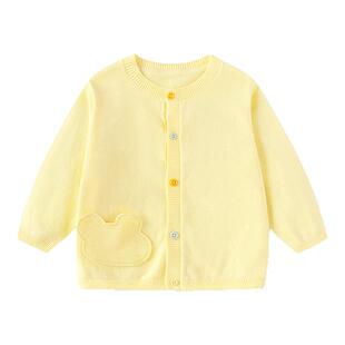 巴拉巴拉宝宝毛衣婴儿外套女童黄色针织开衫春季新款儿童纯棉童装