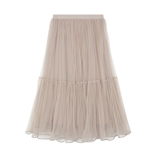 LILY26春夏新款女装不规则压褶宽松休闲轻盈蓬松蛋糕纱裙半身长裙