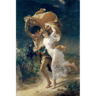 精准印花正品DMC绣线十字绣客厅卧室世界名画油画 暴风雨下的情侣