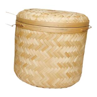 竹编茶叶罐茶篓圆形手提普洱茶盒带盖新年礼品竹篓竹罗筐茶叶包装