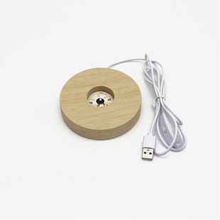 木质LED发光风暴瓶工艺品灯座摆件 无火香薰灯usb水晶球夜灯底座