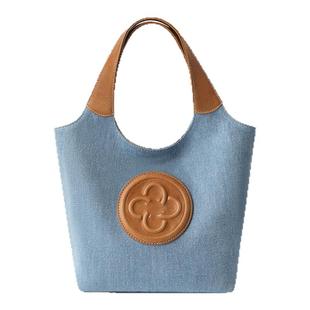 卡思乐托特包女小众牛仔蓝MINI马甲手提包2026新款撞色设计斜挎包