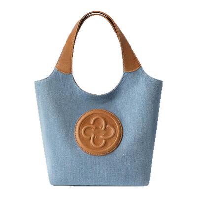 卡思乐托特包女小众牛仔蓝MINI马甲手提包2025新款撞色设计斜挎包