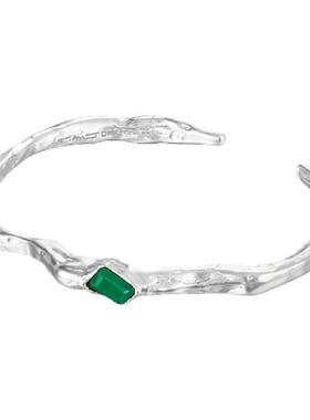 造型感925银祖母绿手镯杜鹃同款