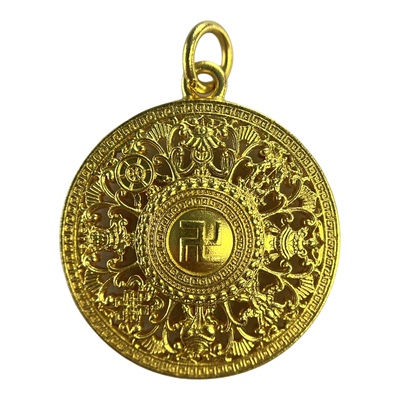 金包银吊坠999足金足银男女乾坤圈万字纹八宝大福罗盘小转福项链