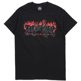 【超限定】Thrasher Crows美版 血色烈焰乌鸦暗黑火焰短袖T恤