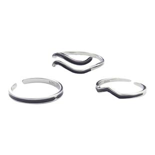 闺蜜戒指女一对姐妹三人款纯银学生二人信物纪念尾戒友谊对戒礼物