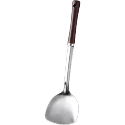 木柄不锈钢锅铲炒菜铲子煎铲汤勺家用厨具套装全套防烫铁铲子加厚