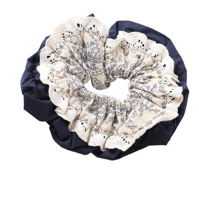 西町村屋法式撞色蕾丝拼接发圈