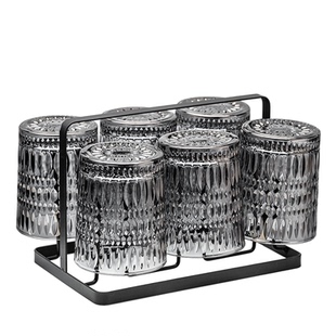 浮雕玻璃水杯子高级感家用待客套装高颜值泡茶喝果汁啤酒咖啡杯具