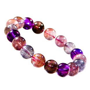 PLSTONE普琳丝天然水晶7A+马岛彩超七水晶手链超级7手串女