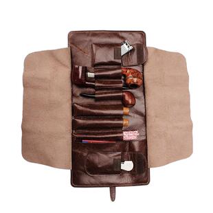 OLDFOX老狐狸 头层牛皮烟斗包 雪茄包烟具配件多功能便携烟具包