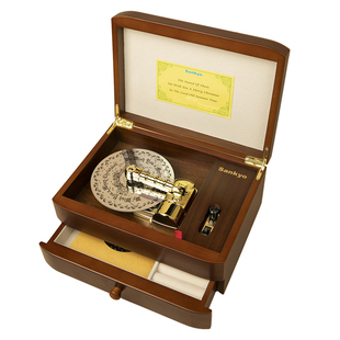 LOTS丨22音Sankyo机芯唱盘式音乐盒唱片八音盒高端复古生日礼物