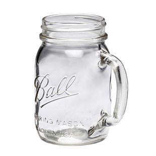 美国制造Ball Mason Jar带把玻璃杯公鸡杯梅森杯水杯柠檬杯果汁杯