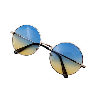 简约圆形彩色太阳镜女优雅时尚个性海洋片太子镜网红款眼镜凹造型