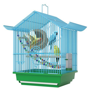 鸟笼生态别墅牡丹虎皮小型珍珠鹦鹉笼子金属屋顶观赏笼铁艺繁殖窝
