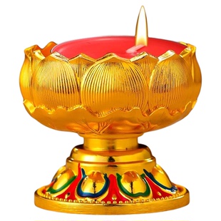 金属酥油灯底座家用供佛蜡烛烛台佛堂观音莲花灯灯架供奉长明灯盏