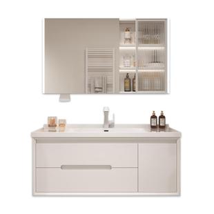 橡木烤漆浴室柜组合轻奢洗手台智能简约卫生间洗漱台洗脸一体盆柜