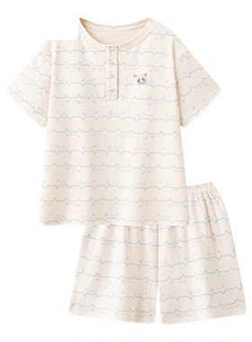 日本进口纯棉夏季女胸垫睡衣套装