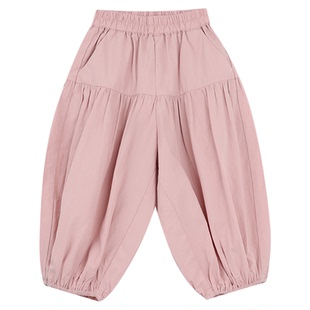 宝宝幼儿园夏季薄款灯笼束口裤允儿妈女童2025新款防蚊8分裤裤子