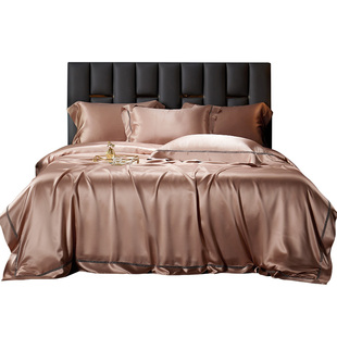 枕水人家100%桑蚕丝四件套真丝床单被套重磅30姆米单双人床上用品