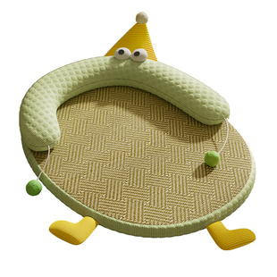 猫窝四季通用猫咪夏天凉席睡觉冰凉垫狗窝夏季可拆洗睡垫冰窝编织