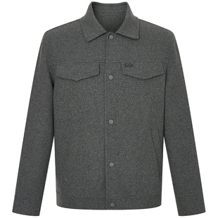 【绵羊毛】Hazzys哈吉斯男士秋冬季短款夹克式毛呢大衣老钱风外套