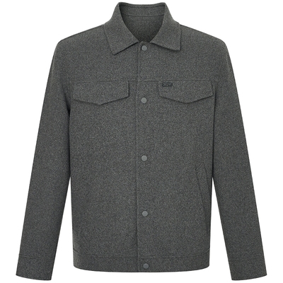 【绵羊毛】Hazzys哈吉斯男士秋冬季短款夹克式毛呢大衣老钱风外套