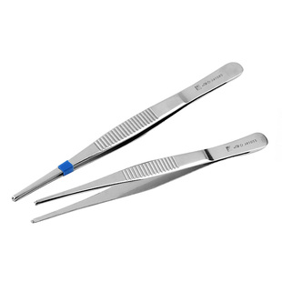 上海金钟手术器械敷料镊子医用组织镊圆头横带钓有齿上海金钟镊子