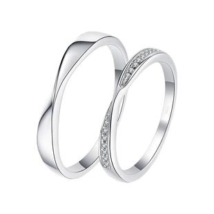 莫比乌斯环对戒情侣款莫桑钻纯银对戒男士素圈莫桑石钻戒戒指女