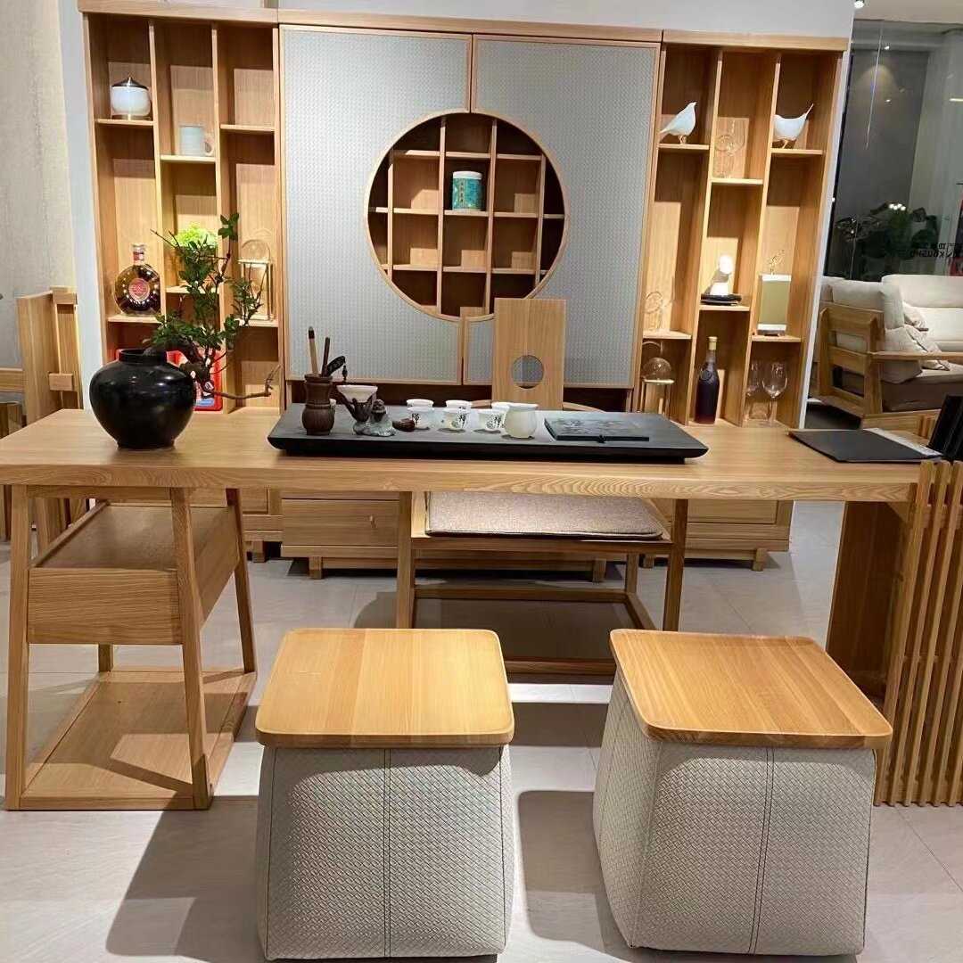 新中式实木大阪茶桌白蜡木泡茶桌家用客厅会客喝茶桌现代简约家具