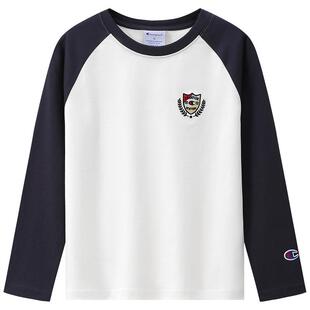 Champion冠军26春新款男女儿童装复古插肩袖纯棉红色新年长袖T恤