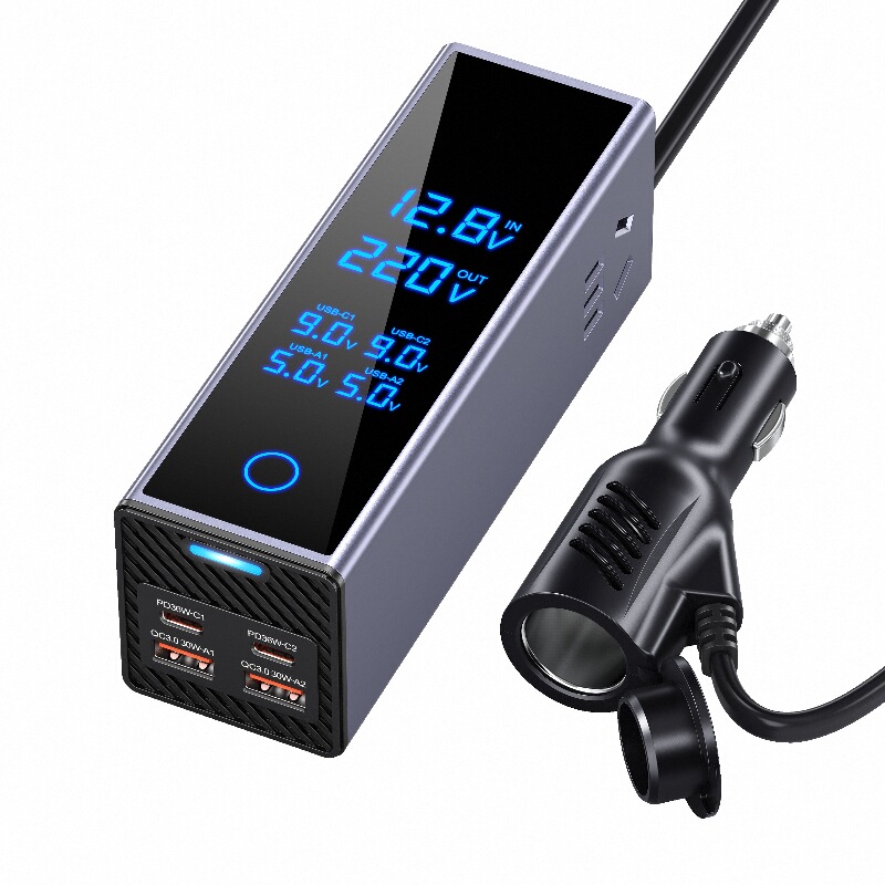 車載逆變器充電器12v24v轉(zhuǎn)220v大功率汽車點(diǎn)煙器插頭轉(zhuǎn)換電源新款