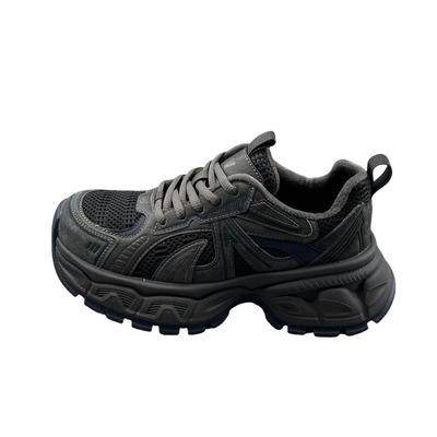 真皮加绒厚底增高老爹鞋女