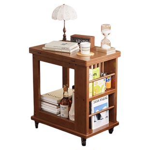 小推车置物架茶几可移动多功能收纳复古带桌板可折叠茶水边几家用