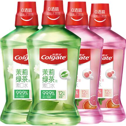 Colgate高露洁便携漱口水0酒精孕妇清洁口腔防蛀500ml*4遬口水