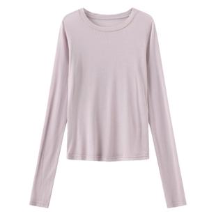 RANDOMHOKER 纯色天丝针织微透休闲打底长袖卡其/白色/绿色/粉紫