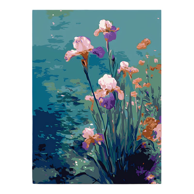 莫奈风鸢尾花丙烯diy数字油画